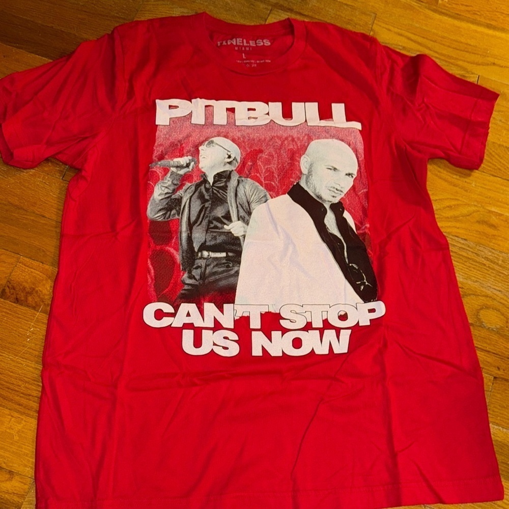 2022 Pitbull Concert T-Shirt Sz Large Can't Stop Us Now Summer Tour Tee Red
